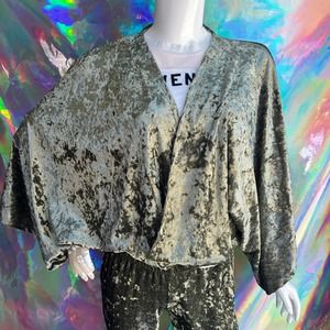 NEW Olive Velvet Cropped Duster Jacket